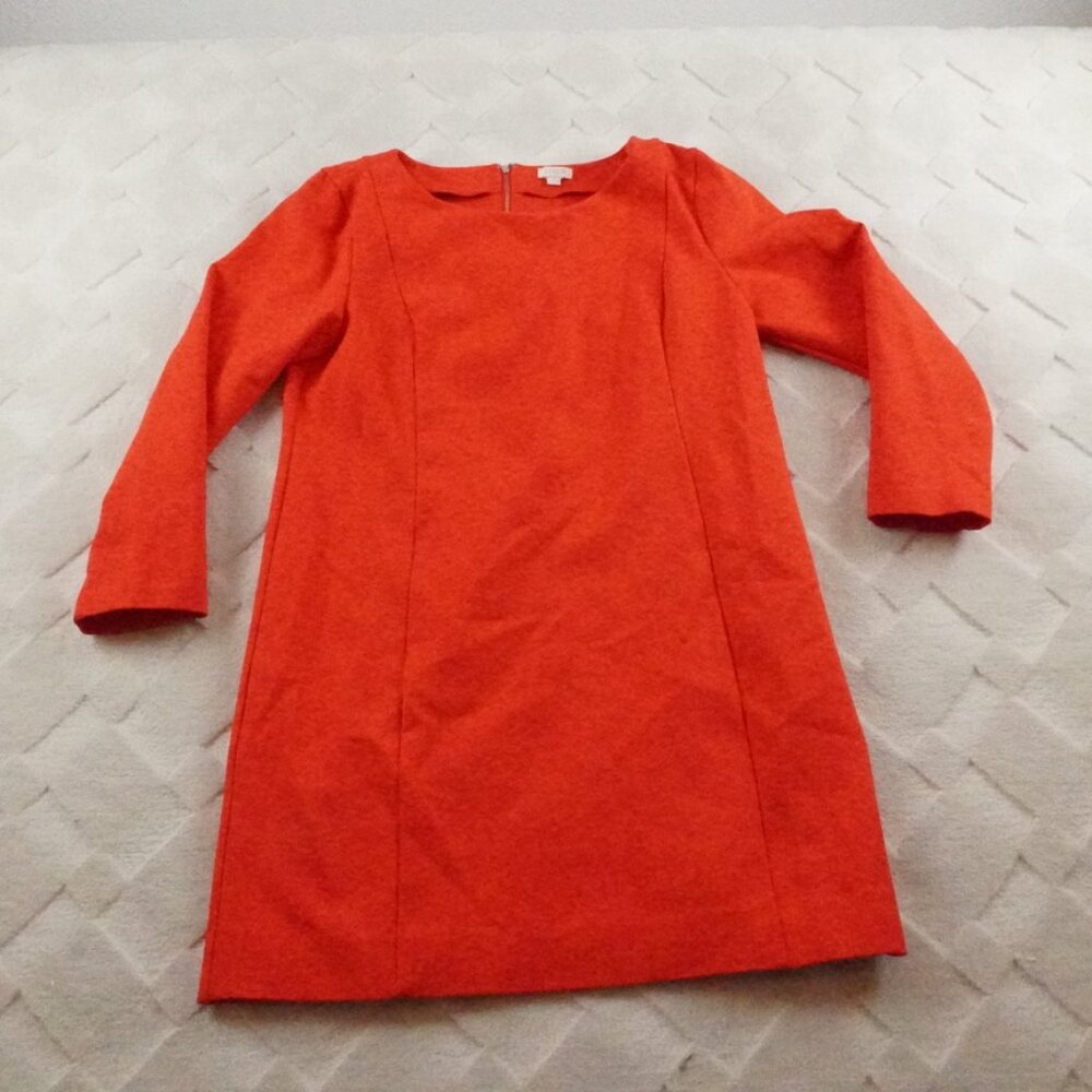 J Crew Ponte Dress Red Sheath Classic Long Sleeve Womens Large